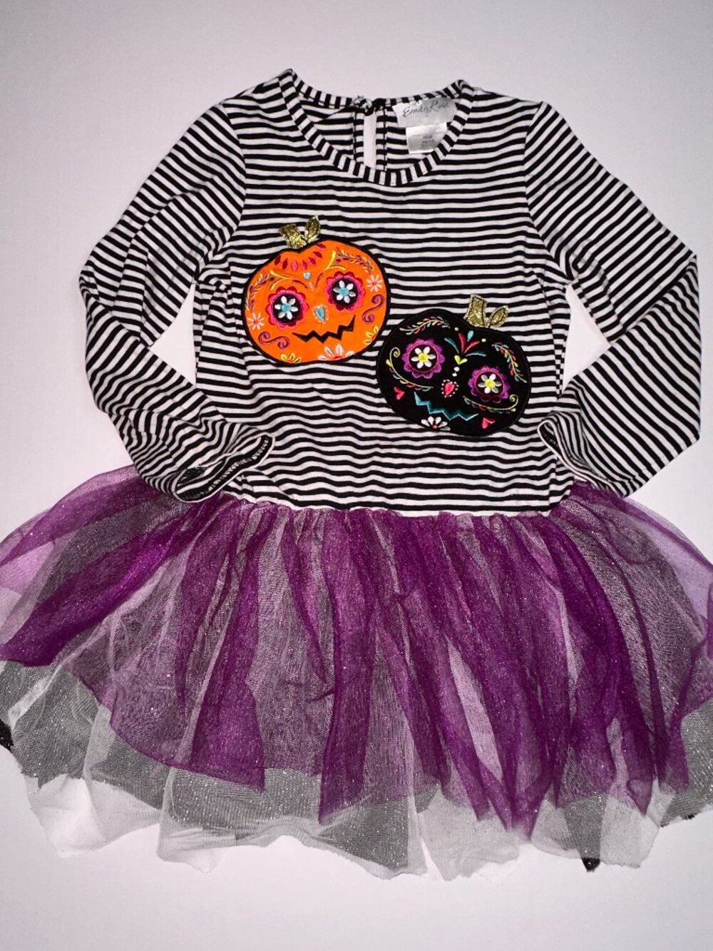 Emily Rose black white striped Halloween tutu dress SIZE 5 Sugar Skulls DotD 717